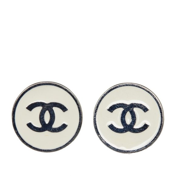 CHANEL White Coco Mark Earrings - Picture 1 of 7